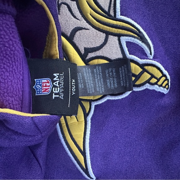 NFL Team Apparel Minnesota Vikings youth hoodie purple gold size youth large - Picture 6 of 9